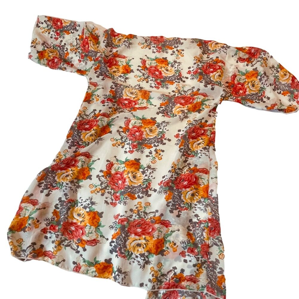 My Beloved Women's Floral Kimono Sheer Waterfall Open Swimsuit Cover Size L - Picture 6 of 8